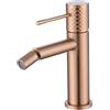 IMEX Miscelatore monocomando per bidet in ottone con finitura PVD oro rosa spazzolato cartuccia ceramica Ø26 mm set 2 flessibili 3-8 corpo in ottone e zama modello Imex-BDG053-2ORC Genova