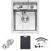 iAnomla Lavello da Cucina/Bar a Scomparsa, 35 x 45 cm con Rubinetto Pieghevole, Lavello Sottotop Nascosto in Acciaio Inox con Tagliere, Postazione di Lavoro a Vasca Singola per Piccole Cucine e RV, Argento