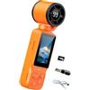 KieTeiiK Videocamera per selfie con schermo frontale, ventola integrata e lente rotante a 180 gradi, per clip da viaggio all'aperto, dispositivo portatile per vlog, per selfie, video da viaggio, fotocamera