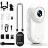 Hittriu Action Camera 1080P, mini videocamera POV portatile con clip di rotazione a 360° e cordino magnetico, per vlogging, viaggi, ciclismo (bianco)