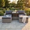 MIlani Home GRANDIS - divano da giardino con 2 pouf completo di cuscino intreccio in rattan sintetico
