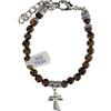 Holyart Bracciali con perline: Bracciale con croce Tau e perline in quarzo Occhio di Tigre