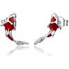 GUMEI Koi Red Stud Orecchini 925 Sterling Silver Fish Ear Studs Gioielli Regalo per Ragazza
