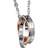 Flongo coppia collana amante regalo per donna uomo anelli interblocco mosaico strass pendenti scrivonoForever Love 2 colori un set in acciaio inossidabile