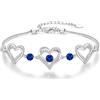 CDE Bracciale da donna in argento Sterling 925 con cuore in oro rosa, regalo per lei, pietra portafortuna, gioiello da donna, per Natale, San Valentino, compleanno, festa della mamma, Eine Grösse