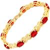 Rizilia Bracciale Tennis XOXO da Donna - Zirconi Cubici CZ con Taglio Ovale [Rosso Rubino Simulato] Placcato Oro Giallo 14K, 18cm (7)