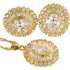 Rizilia FIORIRE Parure di Gioielli Pendente con 18 Catena & Perno Orecchini Taglio Ovale CZ [Zirconia Cubica Bianca] in Placcato Oro Giallo, Semplice Ed Elegante Moderno