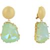 Schmuck Les Poulettes LES POULETTES BIJOUX - Orecchini Clip in Rilievo in Metallo Dorato e Grande Strass - Verde