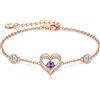 CDE Bracciale da donna in argento sterling 925, con cuore in oro rosa, regalo per lei, con pietra portafortuna, per Natale, San Valentino, compleanno, festa della mamma, Eine Grösse, Argento sterling
