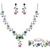 Clearine Set di gioielli da donna per matrimonio e feste con foglio, fiore a grappolo, cristallo, collana con ciondolo, orecchini e bracciale, 50-57 cm, cristallo, Nessuna pietra preziosa
