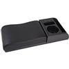 Slakerbe Bracciolo per auto, universale in PU, scatola portaoggetti per auto, morbida poggiagomiti, cuscino per bracciolo con portabicchieri/connettori USB, linea nera nera, curva