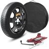 AIWAYS Ruotino Di Scorta Compatibile con Fiat 500 Abarth (312) 4 Fori Gomma 125/70 R17 Da Anno 2008 Fino ad Anno 2024 Con Kit Accessori Cric Crick Chiave e Sacca 125 70 17 17
