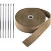 LKRXW Benda Termica Scarico Auto Isolante Collettori Moto Nastro Termico | Fibra Vetro Fascia Termico Collettore Nastro Termiche Protettivo Calore Resistente Titanio 2,5CM X 10M Con 6 Fascette