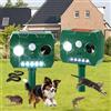 BOJYS 2 Pezzi Dissuasore Gatti, Repellente per Volpi Ultrasonico Solare con Luce LED, 12m 120° Dissuasori per Piccioni Giardino IP65 Impermeabile per Gatti Martore Volpi Cani Procioni