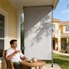 UISEBRT Tenda da sole verticale con manovella senza foratura, 120 x 310 cm, tenda da sole verticale, allungabile e oscurante e impermeabile, tenda parasole, protezione dal vento, grigio chiaro