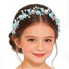 IYOU Coroncina Comunione Bambina Blu Cerchietto Accessori Capelli Sposa Cerimonia Fiori
