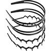 Tastetreasure Set di 4 fasce per capelli in plastica con denti per donne, antiscivolo, a zig zag e mossi, set di fasce sottili alla moda per capelli ricci, stile anni '90, per lavoro quotidiano e