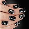YPREWY 24 unghie riutilizzabili a pressione a tema Halloween con motivo a teschio ragnatela e comode unghie finte in ABS nero glitterato