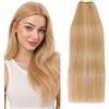 MY-LADY Extension Capelli Veri Tessitura Umani - Bundles di Capelli Dritti Remy Double Weft Human Hair Extensions 100g (16 Pollici, #18P613 Biondo Cenere/Biondo)