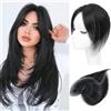 Ohobloom Hair Topper per capelli sottili, capelli veri, da donna, copertura 3D a 360°, colore nero, topper per capelli umani per diradamento dei capelli, extension per capelli da donna