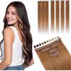 Elailite Extension Capelli Veri Clip Naturali 5 Ciocche Singole con Silk Lace 50cm 52g per Volume/Mèches #30 Castano Ramato Chiaro