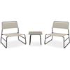 Zendea Salotto da Giardino Esterno Cannes - Set Tavolo e Sedie da Esterno in Acciaio Marrone Scuro con Poltrone in Textilene Beige e Tavolo Quadrato in Vetro Temperato, Set Giardino Esterno Compatto