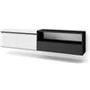 Skraut Home | Mobile TV Soggiorno | Ampio spazio a disposizione | 200x45x35cm | Per TV fino a 80 | Sospeso, da appendere | Stile moderno | Bianco e nero