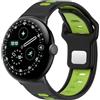 Hiseus Cinturino Compatibile con Google Pixel Watch 4 3 2 1 45mm 41mm, Sportivo Traspirante in Morbido Silicone Cinturini di Ricambio (Nero/Verde, Pixel 4/3/2/1 41mm)