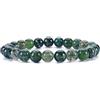 VLNET ® | bracciale elastico con pietra naturale agata muschiata da 6 mm o da 8 mm | proprietà : favorisce la fiducia, la speranza e la comunicazione| tg unica misura regolabile (8 mm)