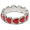 VLNET Vestopazzo anello modello fedina con cuori rossi smaltati. Taglia unica. Placcato argento. Nickel tested.