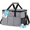 Lifewit Borsa Frigo 30L, Portatile Borsa Termica con 3 Tasche Anteriori, Cooler Bag Pieghevole per Campeggio, Viaggi, Shopping, Picnic, Grigio