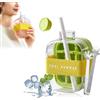 LLELEMAMO My Crush Cup, My Crush Cup Ice, 500/800ml 2 In 1 Touch-Free Ice Cube Tray Water Bottle with Lid and Bin - Easy Press to Release, Suitable for Coffee, Juice, and Beverages (Green-500ML)