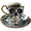Generico 176/5,000 Tazza da caffè con teschio reale, tazza da tè in porcellana gotica con finiture dorate, tazza da bonehead horror per bevande di Halloween, per gli amanti del caffè (A)