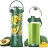 TopEsct Frullatore portatile per frullati e smoothie,TOPESCT mini frullatore personale da 500 ml,ricaricabile tramite USB con 6 lame ultra affilate per viaggi,ufficio e sport(Verde nerastro)