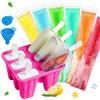 Generic Stampi per ghiaccioli in silicone, senza BPA, riutilizzabili, con bastoncini per ghiaccioli, 100 sacchetti usa e getta e imbuto, facili da rilasciare, per gelati fatti in casa (rosso rosa, 6 cav)