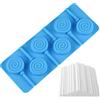 WishesMar Stampo in Silicone 6 Cavità per Cake Pop a Forma di Spirale con 50 Bastoncini di Cartone per Lollipop - Antiaderente Stampi per lecca-lecca, Cioccolatini, Caramelle, Cuocere al Forno