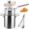 LOLYSIC Pentola per asparagi in acciaio inox, 3 l, alta pentola, setaccio con manico, asparagus pot, pasta pot, friggitrice con pinze e vetro Lid, per una varietà di piani cottura e lavastoviglie