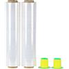 BOMEI PACK 2 Pack Industrial Clear Pallet Stretch Wrap Cling Film 20mic x 400mm x 260m con maniglia di plastica Rolling.Durable Self-Adhering Packing, Packaging, Heavy Duty Shrink Film - BOMEI PACK (2)