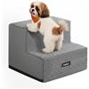 Feandrea Scaletta per Cani a 2 Gradini, Scale in Schiuma ad Alta Densità, Antiscivolo con Fodera Lavabile e Impermeabile, 30 x 38 x 28 cm, Grigio, per Letto e Divano, Collezione Baddi PPS022GD01