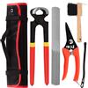 Swpeet Kit di 5 strumenti professionali per l'allevamento con confezione in rotolo, mini lima per zoccoli da 20 cm, pinza per zoccoli da 20 cm, spazzola per ferro di cavallo, taglia zoccoli per