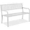 Relaxdays Panchina da giardino, 2 posti, HxLxP: 82 x 127,5 x 59,5 cm, acciaio, terrazza, balcone, bianca