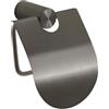 Gedy Ande Portarotolo Carta Igienica Coperto, Materiale in Acciaio Inox AISI 304 Finitura Gun Metal, Fissaggio a Muro con Viti Incluse nella Confezione, Porta Carta igienica con Coperchio