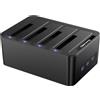 CENMATE Docking station per dischi rigidi, alloggiamento HDD a 4 alloggiamenti per SATA 2,5/3,5 SSD/HDD, cavo USB 3.0 A/C con 3 porte USB Host, compatibile con hot swap