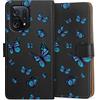 DeinDesign Custodia a portafoglio compatibile con Oppo Find X5 Custodia per cellulare di similpelle nera Cover a libro Farfalla Motivo Trasparente