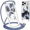 ZhuoFan Magnetica Custodia per iPhone 17 Pro 6,3 con Cordino, Trasparente Case Aesthetic Estivi Modello Oceano Disegni Cover Compatibile con MagSafe Protezione Collana Cellulare Femmina, 04