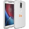 REY Pack 3X Cover in Gel TPU Trasparente per Motorola Moto G4 - Motorola Moto G4 Plus, Ultra Sottile 0,33 mm, Morbido Flessibile, Custodia Silicone