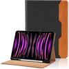 Oduio Custodia per iPad Air 11 Pouces 2024/ iPad Pro 11 Pollici 2022/2021/2020 (4a/3a/2a Generation) Pelle Tablet Case, Protettivo Supporto con Pencil Holder, Auto Svegliati/Sonno - Nero