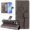 Dcjlbo Cover per Samsung Galaxy A36 5G Custodia Antiurto-Grigio | Portafoglio con Pellicola Vetro Temperato Porta Carte Disegni Supporto,Leggera a Libro Pelle Flip,Antiscivolo Libretto Case