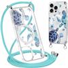 Paovkoi Cover Magnetica per iPhone 16 Pro Max con Cordino, Aesthetic estivi Tartaruga Trasparente Custodia Compatibile con MagSafe con Tracolla Laccio, Custodie per iPhone 16 Pro Max 6,9'' - Blu 01