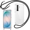 Coiwxmoi Cover per Samsung Galaxy S26 con Cordino, Custodia Trasparente con Regolabile Collana Ultra Sottile Antiurto AntiGraffio TPU Silicone Bumper Protettiva Case con Laccio Tracolla, Nero